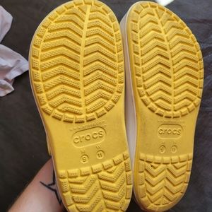 Yellow platform crocs